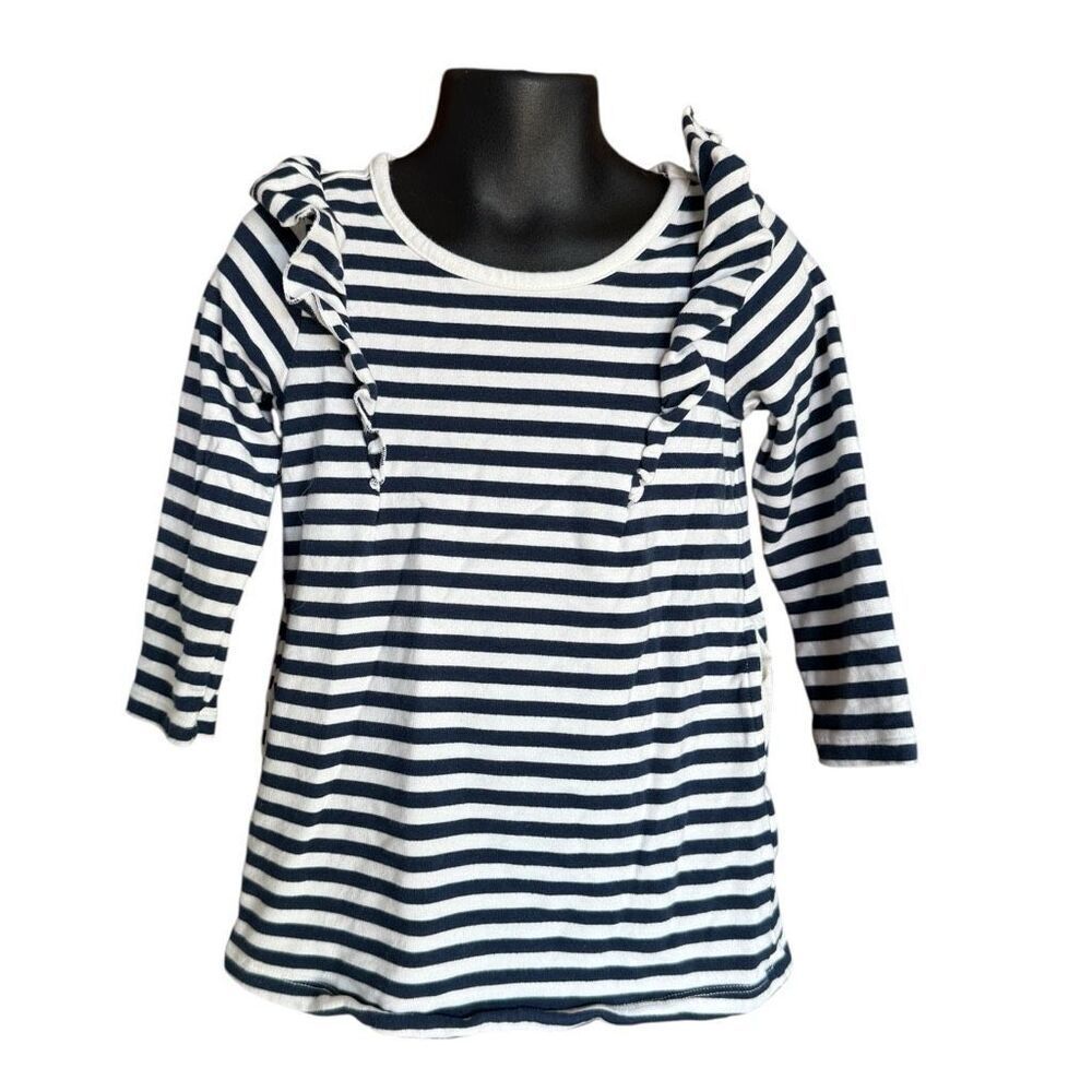Toddler Girls Wonder Nation Striped Ruffle Sleeve Detail LS Pocket Dress - Sz 2T